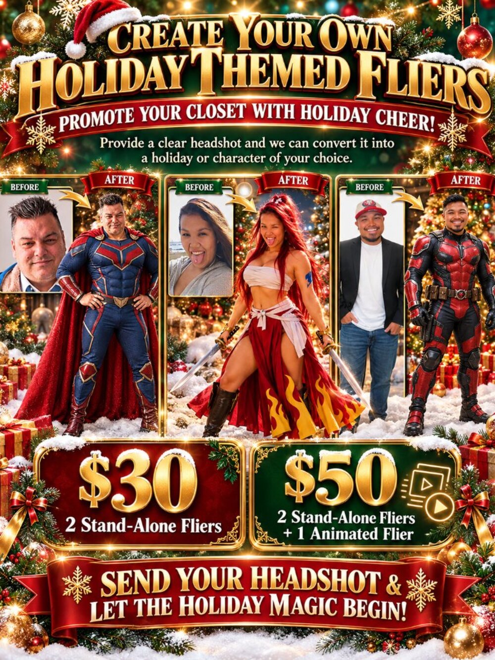 Turn Headshot to Holiday Magic! & Affirmation Bracelet Combo